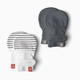 Goumi Kids Stay-On Baby Mitts (2 pack) - Stripe Gray + Midnight, 0-3 M