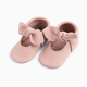 Freshly Picked Knotted Bow Moccasins - Blush, Newborn
