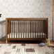 babyletto Gelato 4-in-1 Convertible Crib with Toddler Bed Conversion Kit - Natural Walnut & Gold Feet