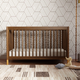 babyletto Gelato 4-in-1 Convertible Crib with Toddler Bed Conversion Kit - Natural Walnut & Gold Feet
