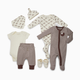 Tiny Kind Head to Toe 7 Piece Set - Antique White Zebra, 0-3 M