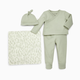 Tiny Kind New Arrivals Organic Cotton 4-Piece Gift Set - Sage Multi Leaf, Newborn