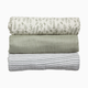 Tiny Kind Organic Muslin Swaddle (3 Pack) - Sage Multi Leaf
