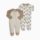 Small Story Organic Cotton 2-Way Zip Footie (2 Pack) - Bear Hugs, 0-3 M