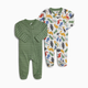Small Story Organic Cotton 2-Way Zip Footie (2 Pack) - Dinos Multi, 0-3 M