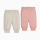 Small Story Organic Cotton Pants (2 Pack) - Pink/Oatmeal, 0-3 M