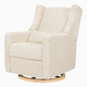 babyletto Kiwi Electronic Recliner and Swivel Glider - Almond Teddy Loop With Light Wood Base