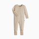 Tiny Kind Bamboo Viscose Convertible Solid Footie - Oat, 0-3 M
