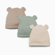 Small Story Organic Cotton Bear Hat (3 Pack) - Biege/Sage/Oat, 0-6 M