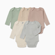 Small Story Organic Cotton Long-Sleeve Solid Bodysuits (5 Pack) - Earth Neutrals, 3-6 M