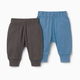 Small Story Organic Cotton Pants (2 Pack) - Dark Grey/Blue, 0-3 M