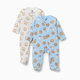 Small Story Organic Cotton 2-Way Zip Footie (2 Pack) - Snack Time, 0-3 M