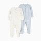 Carter's 2-Way Zip Cotton Sleep & Plays (2 Pack) - Cream Blue, 3 M