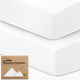 KeaBabies 2-Pack Isla (Protect+) Waterproof Crib Sheets - Soft White