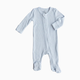 Caden Lane Bamboo Waffle Zipper Footie - Ice Blue, 0-3 M