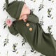 Caden Lane Bamboo Baby Knot Gown & Hat - Solid Olive, Newborn