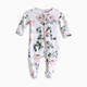 Caden Lane Ruffle Zipper Footie - Millie's Dusty Rose Floral, 0-3 M
