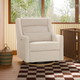 babyletto Kiwi Plus Chair and a Half Power Recliner and Swivel Glider - Almond Teddy Loop With Light Wood Base