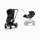 Cybex e-PRIAM Stroller + CLOUD T Infant Car Seat Travel System - Sepia Black