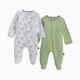 Magnetic Me Organic Cotton Magnetic Footie 2 Pack Bundle - Green Assorted, 0-3 M