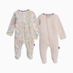 Magnetic Me Organic Cotton Magnetic Footie 2 Pack Bundle - Pink Assorted, 3-6 M