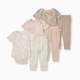 Burt's Bees Baby Organic Short Sleeve Bodysuit & Pant Set (3 Pack) - Pink Ranunculus, 3-6 M
