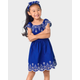 Girls Mommy And Me Eyelet Fit And Flare Dress - Blue Belle