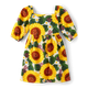 Girls Sunflower Flannel Fit And Flare Dress - Autumn Adventures