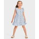 Girls Ruffle Linen-Blend Tiered Dress