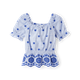 Girls Eyelet Top - Italian Riviera