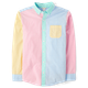 Mens Dad And Me Gingham Colorblock Poplin Button Up Shirt - Garden Party