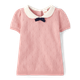 Girls Bow Pointelle Sweater - Campus Cuties