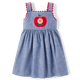 Girls Embroidered Apple Daisy Chambray Jumper - Apple Orchard