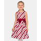 Girls Striped Jacquard Fit And Flare Dress - All Dressed Up