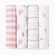 Aden + Anais Cotton Muslin Swaddle 4-Pack - Heart Breaker