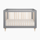 babyletto Lolly 3-in-1 Convertible Crib with Toddler Bed Conversion Kit - Grey/Washed Natural