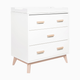 babyletto Scoot 3-Drawer Changer Dresser with Removable Changing Tray - White / Washed Natural