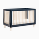 babyletto Lolly 3-in-1 Convertible Crib with Toddler Bed Conversion Kit - Navy/Washed Natural