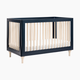babyletto Lolly 3-in-1 Convertible Crib with Toddler Bed Conversion Kit - Navy/Washed Natural