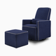 daVinci Olive Glider and Ottoman - Navy With Grey Piping