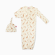 Magnetic Me Organic Cotton Magnetic Gown & Hat Set - Cream Jolie Giraffe, 0-3 M