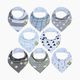 KeaBabies Organic Bandana Bibs (8 Pack) - Grayscape, 8