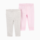 Carter's Cotton Pants (2 Pack) - Pink/Grey, Newborn