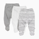 Honest Baby Clothing 3-Pack Organic Cotton Footed Harem Pants - Sketchy Stripe, 3-6 M