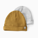 Carter's Little Planet 2-Pack Organic Cotton Rib Caps - Ochre/Stripes, 0-3 M