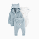 Carter's 3-Piece Hoodie Layering Set - Blue Bear, 12 M