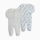 Small Story Organic Cotton 2-Way Zip Footie (2 Pack) - Rain Clouds, 3-6 M