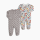 Small Story Organic Cotton 2-Way Zip Footie (2 Pack) - Dusty Floral, 0-3 M