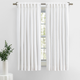 Ricardo Trading Herringbone Lined Rod Pocket w/Back Tabs Short Window Panel Curtain - White, 48"W X 45"L