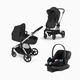 Cybex EOS 5-in-1 Travel System Stroller + Lightweight Aton G Infant Car Seat - Moon Black